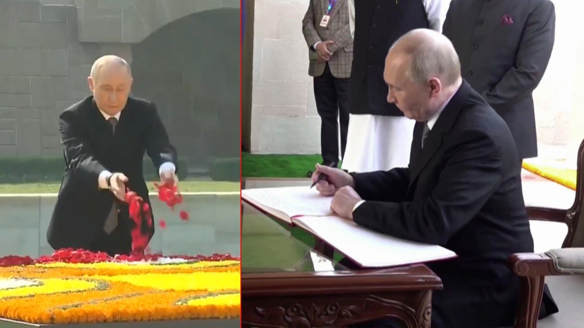 Putin Pays Tribute to Mahatma Gandhi at Raj Ghat During India Visit
